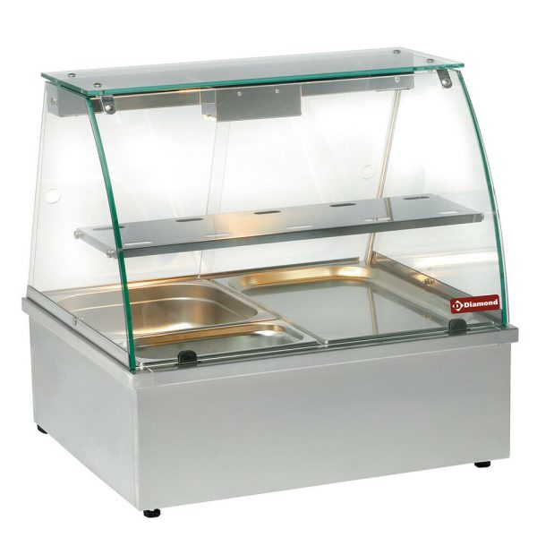 Wärmevitrine, Bain-Marie 2x GN 1/1 Panorama VBE-211